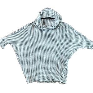 Laila Jayde Black White Patterned Knit Top Size Medium Cowl Neck